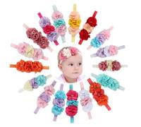 FZBNSRKO Juego de 10 diademas florales para bebés y niñas, diademas de gasa mixtas para bebé, diadema elástica para recién nacidos, accesorios para el cabello (3 flores)