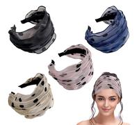 FZBNSRKO Paquete de 4 diademas anchas de encaje, antideslizantes, anchas y duras, bandas huecas para el pelo para mujeres/grls