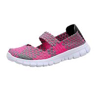 FZDX Zapatos para caminar hechos a mano elásticos tejidos sin cordones ligeros para respirar, (Rosa 075), 39 EU
