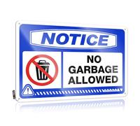 FZFN Accesorios de baño con texto en inglés «Notice No Garbage Perlowed», decoración de pared metálica vintage (20 x 30 cm)