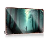 FZFN Accesorios de oficina para hombres, divertidos letreros de pared para remolque, silueta personalizada en el camino del bosque brumoso, arte rústico de pared dulce (20 x 30 cm)