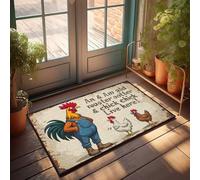 FZFN Accesorios para bar al aire libre, decoración de un viejo gallo y su pollito ¡vive aquí! Felpudo para entrada interior (40 x 60 cm)