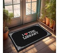 FZFN Alfombra de baño de plástico para exteriores con texto en inglés "I Love The Library", decoración de habitación de adolescentes, alfombra de perfil bajo, perfecta para amigos, oficina en casa