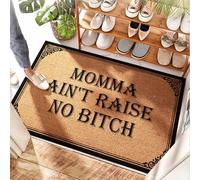 FZFN Alfombra de barro de doble puerta, Momma Ain't Raise No Bitch, puerta exterior y gruesa/arena, alfombra de otoño para puerta delantera, exterior (40 x 60 cm)