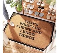 FZFN Alfombra de entrada lavable para puerta doble That's What I Do, I Drink And I Know Things - Lemon Kitchen | Tapete de yute de coco natural para puerta delantera/porche al aire libre impermeable