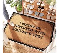 FZFN Alfombra de entrada redonda con texto en inglés "I Might Be Obsessed With Driver's Test" | Entrada interior - Rust/Lick - Home Sweet Home, puerta de primavera al aire libre y goma antideslizante