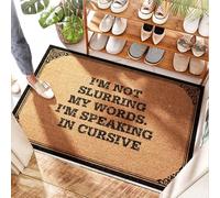 FZFN Alfombra de fibra de coco con texto en inglés "I'm Not Slurring My Words. I'm Speaking In Cursive - Antideslizante | Zona de fregadero de cocina/marco de tamaño personalizado - Alfombra para
