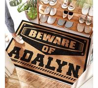 FZFN Alfombra de fibra de coco para barco, puerta personalizada, Beware Of Adalyn, impermeable, de pelo alto, para porche delantero, alto tráfico y resistente a la intemperie al aire libre (50 x 80 cm