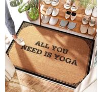 FZFN Alfombra de goma de bienvenida para dormitorio, cocina, todo lo que necesitas es yoga, puerta personalizada, fibra de coco - Alfombrillas de porche para puerta delantera exterior para pasillo