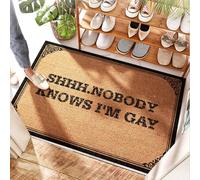 FZFN Alfombra impermeable para porche al aire libre, Shhh.nobody Knows I'm Gay, bienvenida personalizada, alfombra acolchada para puerta delantera, entrada interior, artificial (40 x 60 cm)
