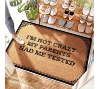 FZFN Alfombra para exteriores con texto en inglés «I'm Not Crazy My Parents Had Me Tested, divertida puerta delantera, divertida puerta, alfombrilla de ducha antideslizante/puerta de hortensias y