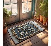 FZFN Alfombra retro con texto en inglés "May God Bless This Home And All Who Enter" (50 x 80 cm)