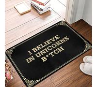 FZFN Alfombra suave para puerta pequeña con texto en inglés "I Believe In Unicorns B*tch", decoración indie, para cocina, dormitorio de profesores, sala de estar (40 x 60 cm)