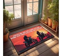 FZFN Alfombras para porche al aire libre superando obstáculos: una aventura en motocicleta al atardecer, tapete retro para cocina (65 x 90 cm)