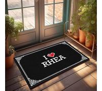 FZFN Alfombrilla cuadrada para ducha con texto en inglés "I Love Rhea", absorbente de agua, perfil bajo, para puerta interior y matemáticas (65 x 90 cm)