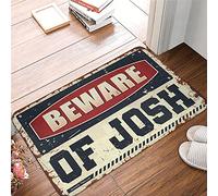 FZFN Alfombrilla de baño divertida con texto en inglés «Beware Of Josh» para ducha cuadrada y bañera antideslizante - Camino de baño antideslizante, lavable, puerta delantera para exteriores, grande