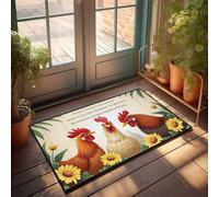 FZFN Alfombrilla de baño para decoración de puerta de habitación, diseño de pollos en girasoles: una aventura caprichosa en el jardín, absorbe el agua, perfil bajo, pelo bajo para matemáticas (40 x 60