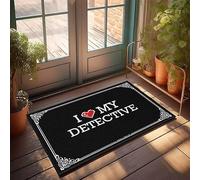 FZFN Alfombrilla de baño súper absorbente con texto en inglés "I Love My Detective", de plástico, para decoración de porche de primavera, adecuada para adultos, decoración interior del hogar (40 x 60