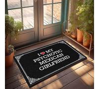 FZFN Alfombrilla de ducha grande para puerta de otoño con texto en inglés "I Love My Psychotic Mexican Girlfriend", decoración de habitación de campo, alfombra impermeable, perfecta para otoño, hogar