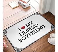 FZFN Alfombrillas de baño divertidas para exteriores con texto en inglés "I Love My Filipino Boyfriend" | Home Sweet Home, duraderas, lavables, antifatiga, para suelo exterior antideslizante (40 x 60