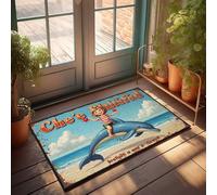 FZFN Alfombrillas de cocina Chee Rhufud: una aventura mágica con delfines en la playa, alfombra suave para baño, decoración del hogar, lavable a máquina, para dormitorio y sala de estar (65 x 90 cm)