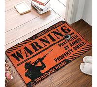 FZFN Alfombrillas para el hogar, protección de advertencia de entrada por propietario de propiedad armada, decoración de playa para el hogar, bar, decoración para hombre (40 x 60 cm)