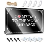 FZFN Amazing Art - Póster de pared rústico, el mejor diseño de cita divertida para la entrada del garaje, metal antioxidante personalizado con texto en inglés "I Love My Dad To The Moon And Back" (20