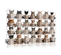 FZFN Arte de pared divertido para decoración de oficina de trabajo, diseño de gatos, leyendo periódicos juntos para cobertizo, sala de estar (20 x 30 cm)