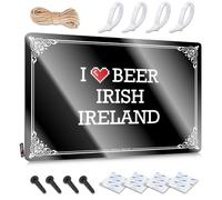 FZFN Arte de pared divertido para decoración de pared occidental | I Love Beer Irlanda irlandesa elegante para puerta de casa (20 x 30 cm)