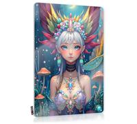 FZFN Arte de pared retro para sala de juegos, baño suave, hada encantada en un bosque de fantasía, arte de pared rústico de alta calidad (30 x 40 cm)
