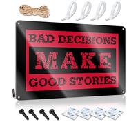 FZFN Bad Decisions Make Good Stories Designer Americana - Letreros de pared lisos para decoración de pared (20 x 30 cm)