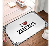 FZFN Camino de baño lavable para casa de campo, antideslizante, duradero, con texto en inglés "I Love Zheng", impermeable, para entrada de casa Tiki (65 x 90 cm)