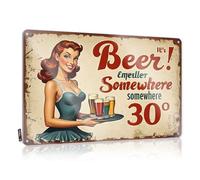 FZFN Cartel de lata de advertencia con texto en inglés "It'S Beer! Emuller Somewhere, Somewh - Cartel de estaño para decoración de habitación de niños adolescentes (30 x 40 cm)