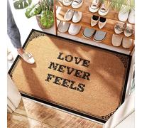 FZFN Coconut Mat - Tapete para dormitorio, caliente, amor nunca se siente, pesado, antideslizante, lavable, agarre y bohemio para exteriores (65 x 90 cm)