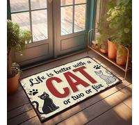 FZFN Cool Room Accesorios para adolescentes y niños, Life Is Better With Cats: A Whimsical Sign Felpudo al aire libre, tapete para decoración del hogar (50 x 80 cm)