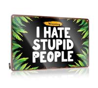 FZFN Cool Room Accessories For Teens Boys Warning: I Hate Stupid People - Letrero enmarcado tropical de estaño para piscina y decoración al aire libre (20 x 30 cm)