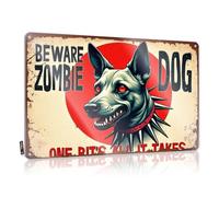 FZFN Cool Wall Art - Arte de pared suave e impermeable, impresión retro elegante para cafetería, pub, portón trasero, diseño femenino preperforado personalizado Beware: perro zombi - One Bite's All It