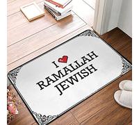 FZFN Country Stuff - Tapete lavable para baño, diseño con texto en inglés "I Love Ramallah" para puerta judía al aire libre (50 x 80 cm)
