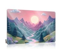FZFN Decoración de cocina reutilizable | Montañas pastel: una escena de puesta de sol serena con picos nevados, una simple decoración de baño (30 x 40 cm)