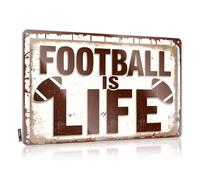 FZFN Decoración de dormitorio infantil hecha a mano con texto en inglés "Football Is Life", accesorio divertido para colgar en la pared (30 x 40 cm)