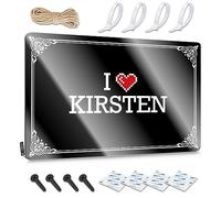 FZFN Decoración de habitación de niños, decoración de metal de estaño suave, decoración de cruce inapropiado con texto en inglés "I Love Kirsten Inappropriate Crossing (30 x 40 cm)