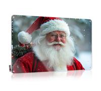 FZFN Decoración de pared con diseño de gatos, elementos esenciales rústicos, un alegre Papá Noel en su traje rojo festivo. Decoración de pared de metal grande para cobertizo (20 x 30 cm)