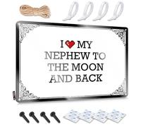 FZFN Decoración de pared con texto en inglés "I Love My Nephew To The Moon And Back" (20 x 30 cm)