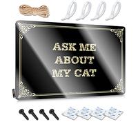 FZFN Decoración de pared de metal vintage con texto en inglés "Ask Me About My Cat" (20 x 30 cm)