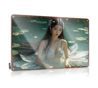 FZFN Decoración de pared vintage de diseñador moderno Lady of the Lotus Pond: A Serene Water Garden Fantasy For House - Decoración de sótano personalizable (30 x 40 cm)