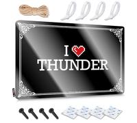 FZFN Decoración para puerta de habitación, decoración de campo, arte de pared rústico con texto en inglés "I Love Thunder", reutilizable, fácil de colgar para marcador (30 x 40 cm)
