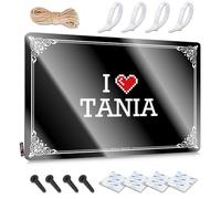 FZFN Decoraciones de camping listas para colgar, con texto en inglés "I Love Tania", reutilizable para bar occidental (30 x 40 cm)