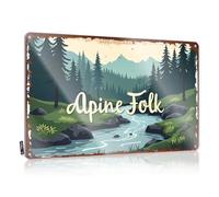 FZFN Divertida decoración de cocina Alpine Folk: Nature'S Serenity In Every Scene - Letrero de metal divertido para decoración de pared para el hogar, bar, metal Si (20 x 30 cm)