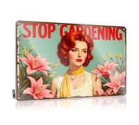 FZFN Divertida decoración de cocina vintage para jardín, inspiración: Stop And Smell The Flowers! Letrero de estaño para decoración de pared del hogar, letrero de metal divertido para el hogar, bar