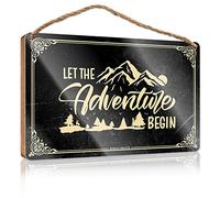 FZFN Divertida decoración de porche con texto en inglés "Let The Adventure Begin" (20 x 30 cm)